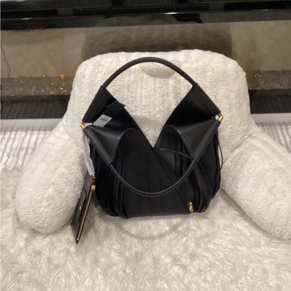 Donna Karan Woman’s Baldwin Large Laser-cut Black Shoulder Bag with Pouch - Picture 3 of 4